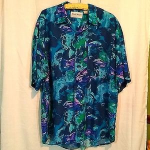 Royal Palm collection large 100% silk short sleeve